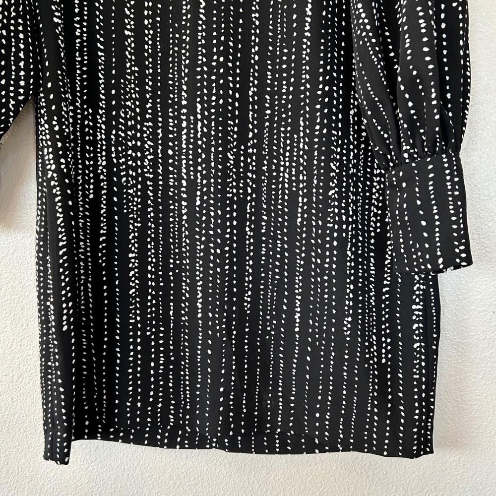 HM Black White Dotted Stripe Puff Sleeve Mini Shift Dress Size 6 - Picture 2 of 10